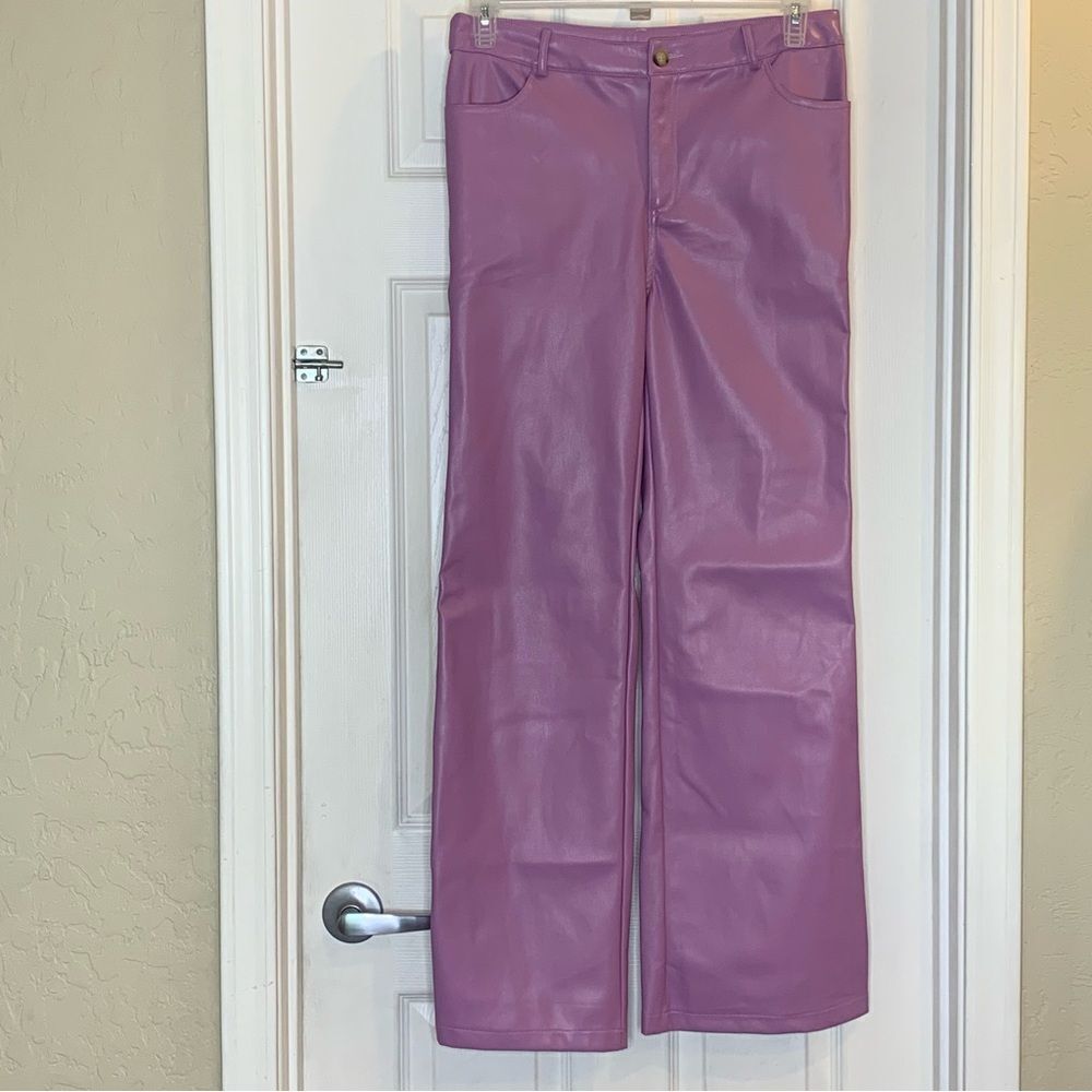 Ellison Pleather Flare Pants Lilac Size Large